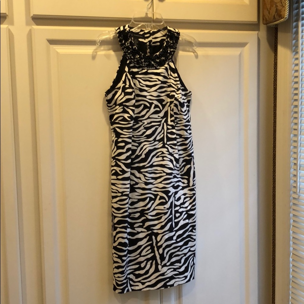 INC animal print dress with rhinestone neck